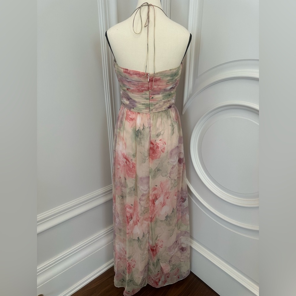 Ralph Lauren Pink Floral Sweetheart Neckline Halter Maxi Dress (Size 8) - Picture 5 of 8